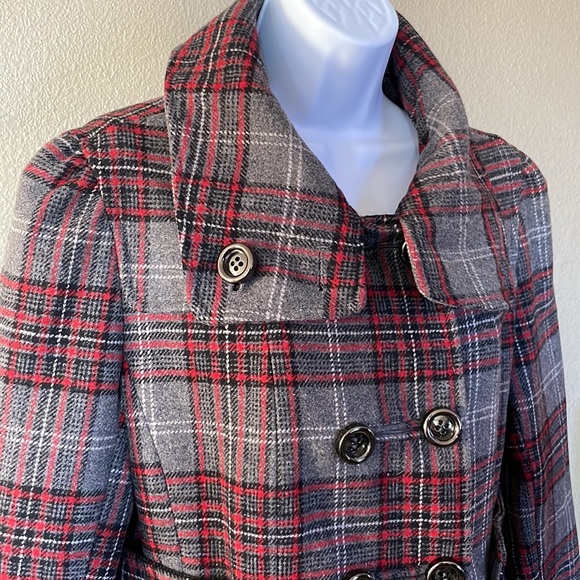 Enlightened outerwear plaid red and gray coat - Picture 4 of 5